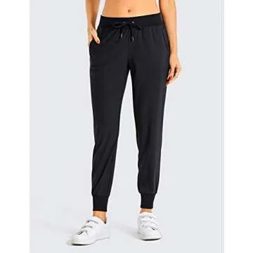 CRZ YOGA Women's Lightweight Workout Joggers 27.5" - Travel Casual Outdoor Running Athletic Track Hiking Pants with Pockets Black XX-Small