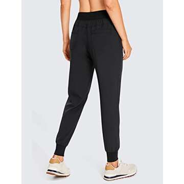 CRZ YOGA Women's Lightweight Workout Joggers 27.5" - Travel Casual Outdoor Running Athletic Track Hiking Pants with Pockets Black XX-Small