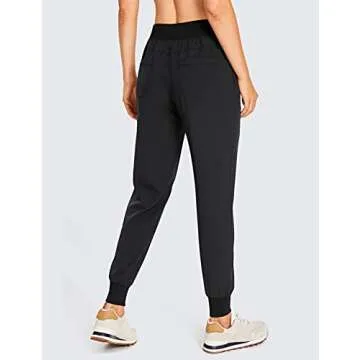 CRZ YOGA Women's Lightweight Workout Joggers 27.5" - Travel Casual Outdoor Running Athletic Track Hiking Pants with Pockets Black XX-Small