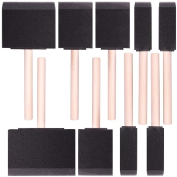 Vanitek 10 Piece Flat Flexible Poly Foam Bevel-Tipped Brush Set with Wooden Handles - Ideal for Appl...