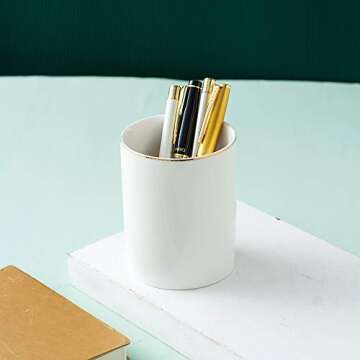 YOSCO Elegant Ceramic Desk Holder - Versatile Organizer for Home & Office