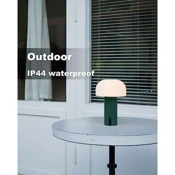 WEILAILUX Cordless Mushroom Table Lamp, Waterproof Shower Lamp, Battery Operated Table Lamp Rechargeable, Touch Dimmable Night Light for Bedroom/Patio/Camping/Dinning/Outdoor (Green)