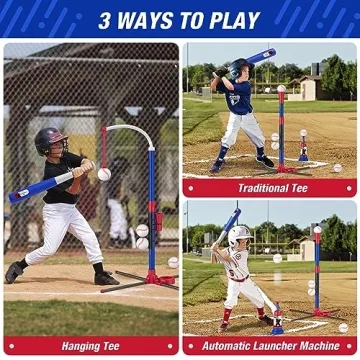 HYES 3-in-1 Baseball Set for Kids 3-5 - Adjustable Heights