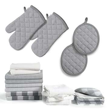 LANE LINEN Kitchen Towels and Dishcloths Sets - 20 Pc Kitchen Essentials for New Home, Heat Resistan...