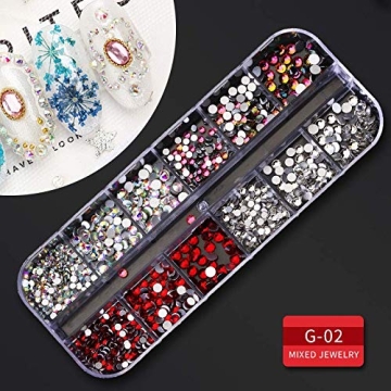 Artdone 9-Box Nail Rhinestone Set for Creative Nail Art