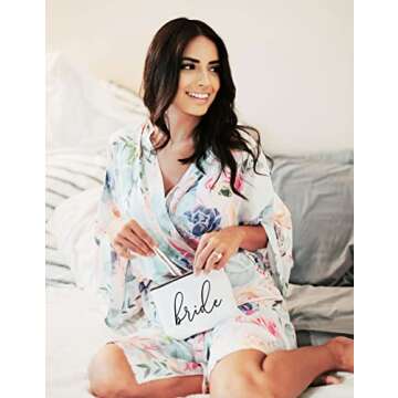 ModParty Bridesmaid Makeup Bags Set of 6| 1 Bride in White + 5 Bride Tribe in Peach Blush | Bachelorette Party Canvas Cosmetic Pouch | Bridal Party Gift Idea