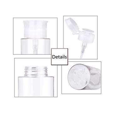 VNDEFUL 2PCS 100ml (3.5 oz) Nail Polish Remover Pump Dispensers, Empty Plastic Pump Dispenser Bottle with Flip Top Cap