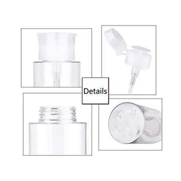 VNDEFUL 2PCS 100ml (3.5 oz) Nail Polish Remover Pump Dispensers, Empty Plastic Pump Dispenser Bottle with Flip Top Cap