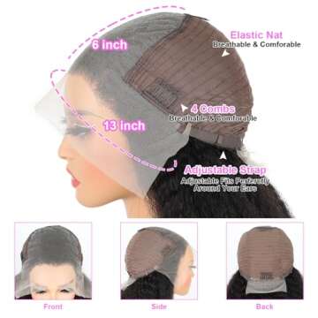 13x6 Lace Front Wigs Human Hair Curly Afro Wig Human Hair Afro Kinky Curly Transparent Lace Frontal ...