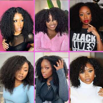 13x6 Lace Front Wigs Human Hair Curly Afro Wig Human Hair Afro Kinky Curly Transparent Lace Frontal Wigs Human Hair Pre Plucked With Baby Hair Knots Bleached 200% Density Natural Black 18 Inch