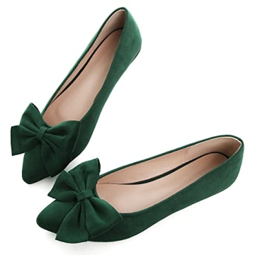 Women's Pointed Toe Flats Dressy Wedding Shoes Cute Bowknot Loafers Wide Width Business Casual Walki...