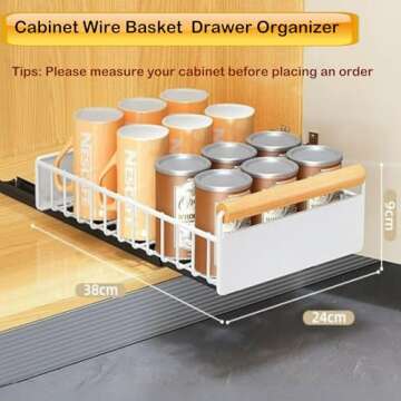 DCWINNES Pull Out Cabinet Organizer,Heavy Duty Slide Out Pantry Shelves With Adhesive Nano Film, Sli...
