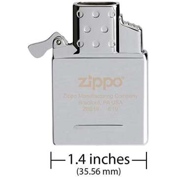 Zippo Butane Lighter Insert - Refillable - Adjustable & Odorless Yellow Flame - Clean Burning - Fits All Regular-Sized Cases - Metal Construction - Silver
