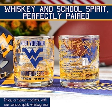 West Virginia University Low Ball Whiskey Glass Set