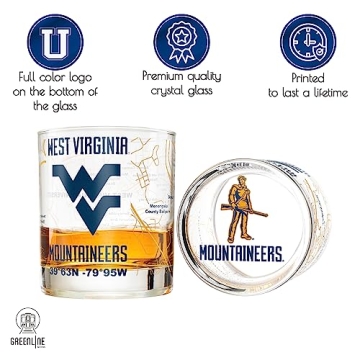 West Virginia University Low Ball Whiskey Glass Set
