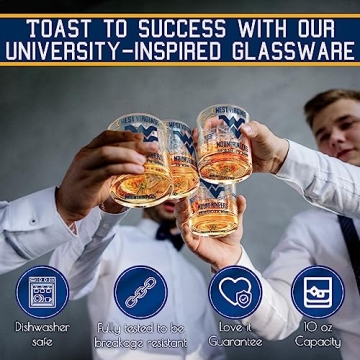 West Virginia University Low Ball Whiskey Glass Set