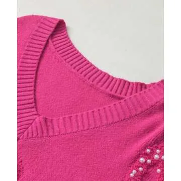 Valentine’s Fuzzy Heart Sweater for Women in Pink