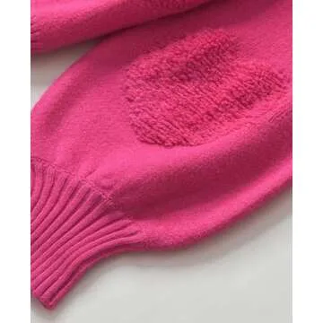 Valentine’s Fuzzy Heart Sweater for Women in Pink