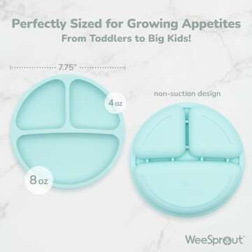 WeeSprout Silicone Plates for Toddlers - Unbreakable & Fun Design