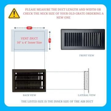Sierra Grates 4"x10" Floor Register - Durable Steel & Modern Design