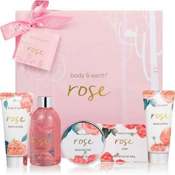Rose Scented Spa Gift Set for Her - 5 Pieces