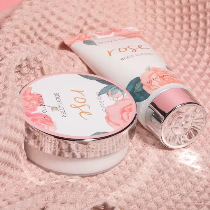 Rose Scented Spa Gift Set for Her - 5 Pieces