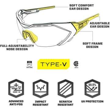 Mechanix Wear Vision Type V Safety Glasses - Anti-Fog