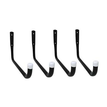 Shepherd Hardware 8091E Heavy Duty Steel 10-Inch Garage Storage Utility Hooks, 4 Pack, Black