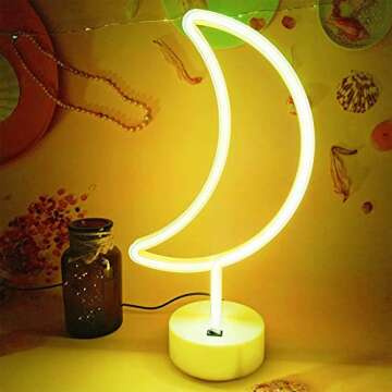 VIFULIN Moon Neon Light Sign for Bedroom Decor
