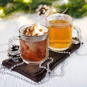 Noamus Premium Glass Coffee Mugs Set - 6 Pack 12 Oz