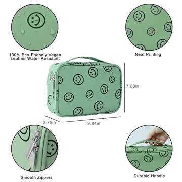 Peivob Drawstring Makeup Bag Open Lay Glat Toiletry Organizer Bag Cosmetic Bag Portable Large Capaci...