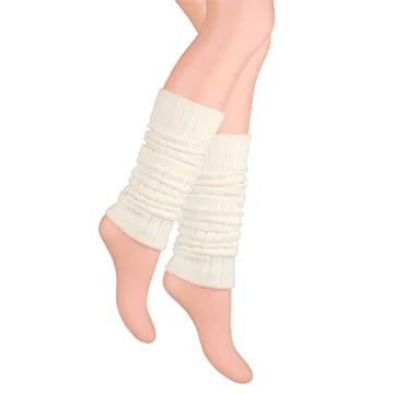Comfortable Women’s Wool Knit Leg Warmers in Ecru