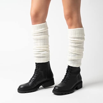 Comfortable Women’s Wool Knit Leg Warmers in Ecru