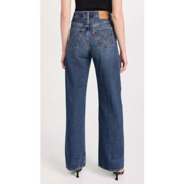 Levi's Women's Ribcage Wide Leg Jeans, Polar Perimeter, Blue, 25