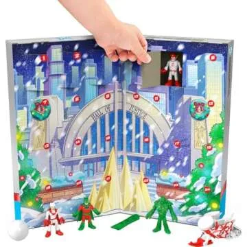 Fisher-Price Imaginext DC Super Friends Advent Calendar, Christmas Toy with 24 Figures & Accessories for Preschool Kids Ages 3+ Years