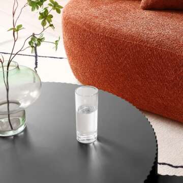 WILLIAMSPACE 35.43" Round Coffee Table, Matte Black Wooden Coffee Table for Living Room, Modern Luxury Side Tables Accent End Table for for Home Office, ø35.43 * 13.78H (Black-Round)