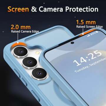 LATVIN for Samsung Galaxy S25 Plus Case, Magnetic Phone Case with 1 Screen Protector [Military Grade Protection] [Compatible with MagSafe] Translucent Matte Protective Cover for S25 Plus, Light Blue