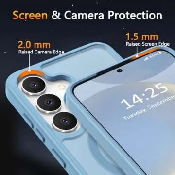LATVIN for Samsung Galaxy S25 Plus Case, Magnetic Phone Case with 1 Screen Protector [Military Grade Protection] [Compatible with MagSafe] Translucent Matte Protective Cover for S25 Plus, Light Blue