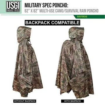 USGI Multi-Use Rain Poncho for Hiking and Camping