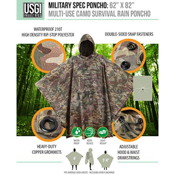 USGI Multi-Use Rain Poncho for Hiking and Camping