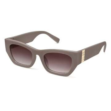 SOJOS Trendy Rectangle Cateye Sunglasses Womens Mens UV400 Fashion Chic Chunky Shades SJ2296, Khaki/...