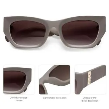 SOJOS Trendy Rectangle Cateye Sunglasses Womens Mens UV400 Fashion Chic Chunky Shades SJ2296, Khaki/Gradient Brown