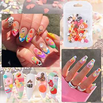 Katfan 3D Resin Candy Nail Charms Mixed Assorted Sweets Cake Flatback Cute Charms Beads Nail Art Decoration Sugar Design Making Nail Art Supplies for DIY Manicure, Crafts, Jewelry