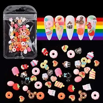 Katfan 3D Resin Candy Nail Charms Mixed Assorted Sweets Cake Flatback Cute Charms Beads Nail Art Decoration Sugar Design Making Nail Art Supplies for DIY Manicure, Crafts, Jewelry