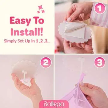 Bollepo Princess Bed Canopy with Glowing Stars for Girls