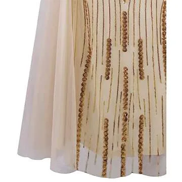 Angel-fashions Women's Champagne Sequin Strapless Sweetheart Mesh Lace up Banquet Dress X-Large