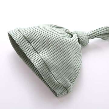 BASKOPA Baby Knotted Sleeper Gown Unisex Boys Girls Sleepsuits with Mitten Cuffs and Matching Hat Baby Coming Home Outfit Green