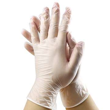 CLINIVEX Disposable Gloves, Box of 100pcs, Clear Vinyl Gloves Latex-Free, Powder Free(Medium)
