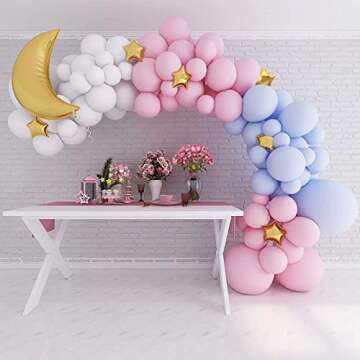 VANVENE Balloon Garland Arch Kit - 120PCs in Pink, Blue & White Decorations for Events