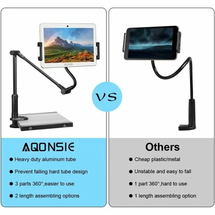 Aqonsie Bed Gooseneck Phone Holder & Tablet Stand